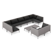 Afuera Living 10 Piece Poly Rattan Garden Lounge Set in Gray