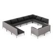 Afuera Living 11 Piece Poly Rattan Garden Lounge Set in Gray
