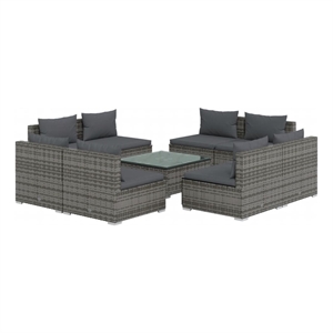 Afuera Living 9 Piece Poly Rattan Small Garden Lounge Set in Gray/Anthracite