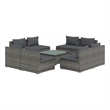Afuera Living 9 Piece Poly Rattan Small Garden Lounge Set in Gray/Anthracite