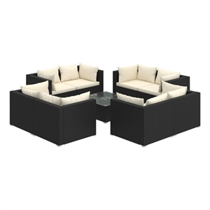 Afuera Living Contemporary 9 Piece Garden Lounge Set in Black
