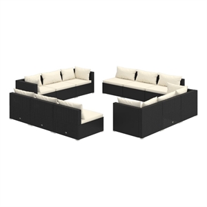 Afuera Living 12 Piece Steel Large Garden Lounge Set in Black/Cream