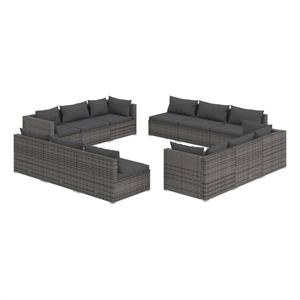 Afuera Living Contemporary 12 Piece Steel Garden Lounge Set in Gray