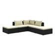 Afuera Living 5 Piece Poly Rattan Small Garden Lounge Set in Black/Cream