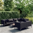 Afuera Living 8 Piece Poly Rattan Garden Lounge Set in Black/Gray
