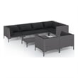 Afuera Living 8 Piece Poly Rattan Garden Lounge Set in Black/Gray