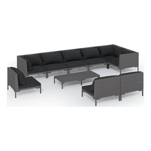 Afuera Living Contemporary 10 Piece Steel Garden Lounge Set in Gray