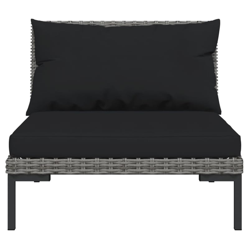 Afuera Living Contemporary Poly Rattan Garden Lounge Set in Black/Gray