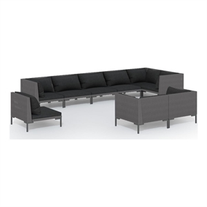 Afuera Living Contemporary 9 Piece Steel Garden Lounge Set in Black/Gray
