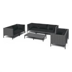 Afuera Living Contemporary 8 Piece Garden Lounge Set in Black/Gray
