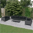 Afuera Living 9 Piece Poly Rattan Garden Lounge Set in Black/Gray
