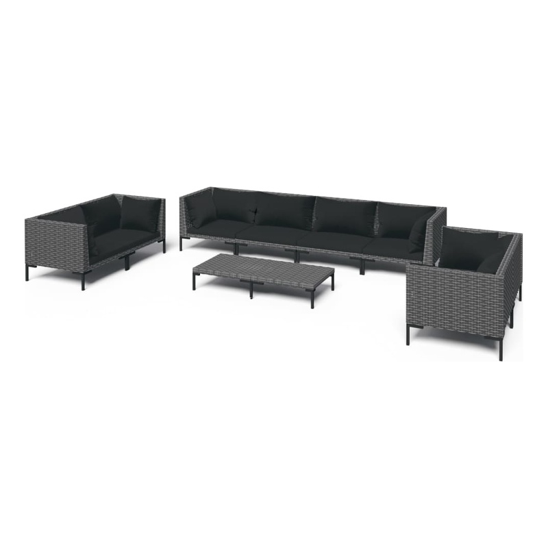 Afuera Living 9 Piece Poly Rattan Garden Lounge Set in Black/Gray