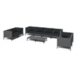 Afuera Living 9 Piece Poly Rattan Garden Lounge Set in Black/Gray
