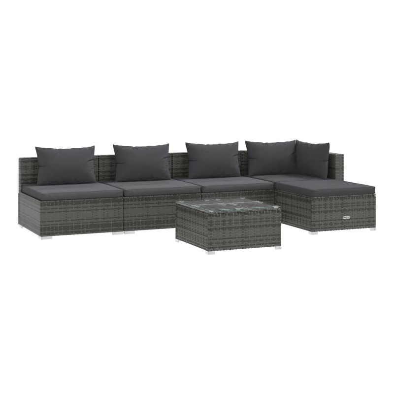 Afuera Living 6 Piece Poly Rattan Garden Lounge Set in Gray/Anthracite