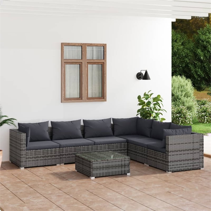 Afuera Living 7 Piece Poly Rattan Garden Lounge Set in Gray/Anthracite