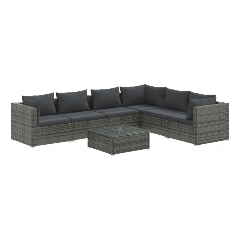 Afuera Living 7 Piece Poly Rattan Garden Lounge Set in Gray/Anthracite