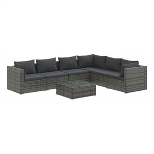 Afuera Living 7 Piece Poly Rattan Garden Lounge Set in Gray/Anthracite