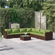 Afuera Living 8 Piece Poly Rattan Garden Lounge Set in Green/Brown
