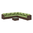Afuera Living 8 Piece Poly Rattan Garden Lounge Set in Green/Brown