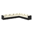 Afuera Living 8 Piece Poly Rattan Garden Lounge Set in Black/Cream