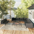 Afuera Living 10 Piece Poly Rattan Garden Lounge Set in Black/Gray