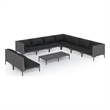 Afuera Living 10 Piece Poly Rattan Garden Lounge Set in Black/Gray