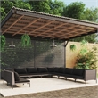 Afuera Living 11 Piece Poly Rattan Garden Lounge Set in Black/Gray