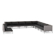 Afuera Living 11 Piece Poly Rattan Garden Lounge Set in Black/Gray