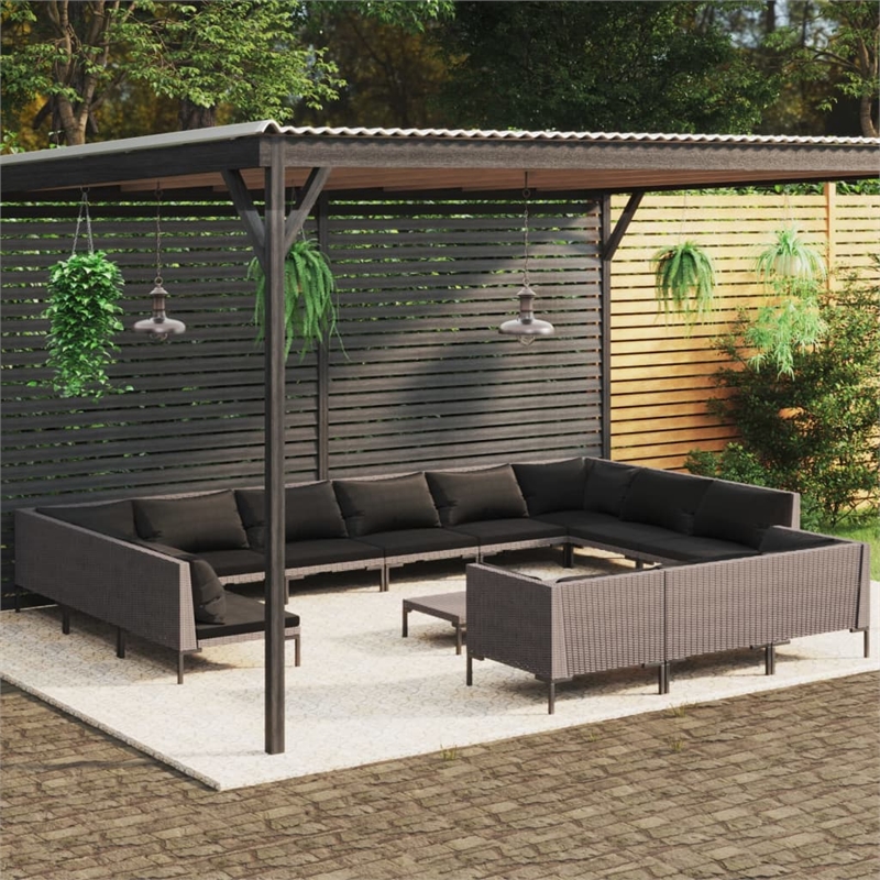 Afuera Living Contemporary 14 Piece Steel Garden Lounge Set in Gray