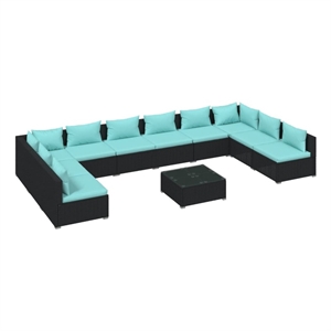 Afuera Living 11 Piece Steel Garden Lounge Set in Black/Blue