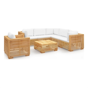 Afuera Living 7 Piece Wood Medium Garden Lounge Set in Cream