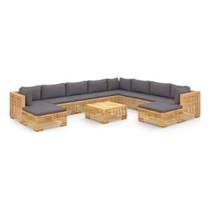 Afuera Living 11 Piece Wood Garden Lounge Set in Gray/Natural