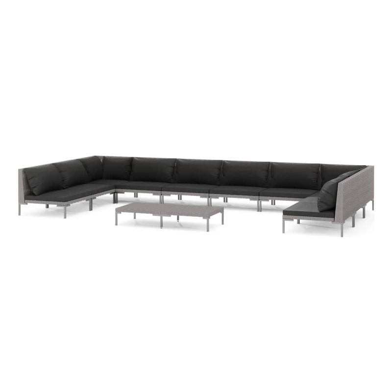 Afuera Living Contemporary 11 Piece Steel Garden Lounge Set in Gray