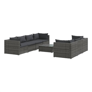 Afuera Living 8 Piece Steel Garden Lounge Set in Gray/Anthracite