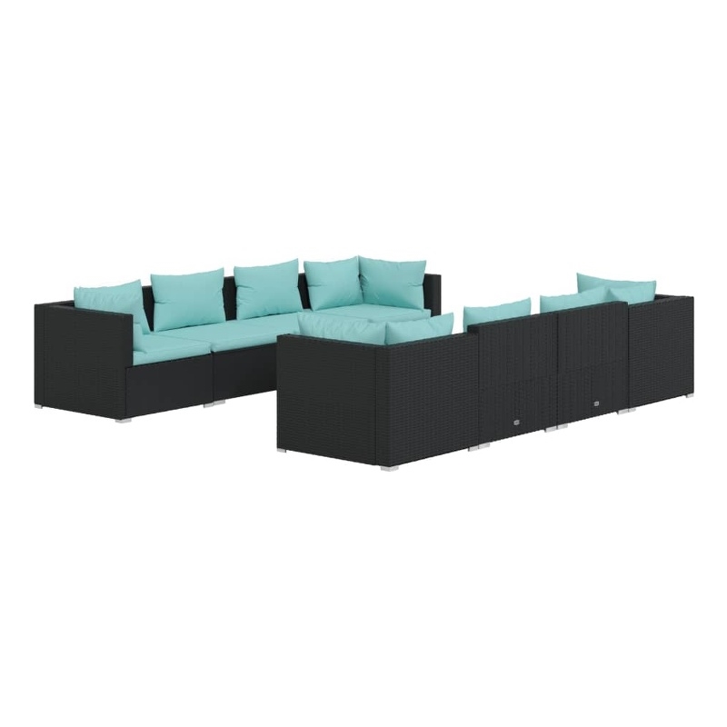 Afuera Living Contemporary 9 Piece Small Garden Lounge Set in Black