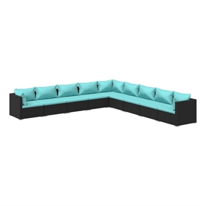 Afuera Living Contemporary 9 Piece Steel Garden Lounge Set in Black/Blue