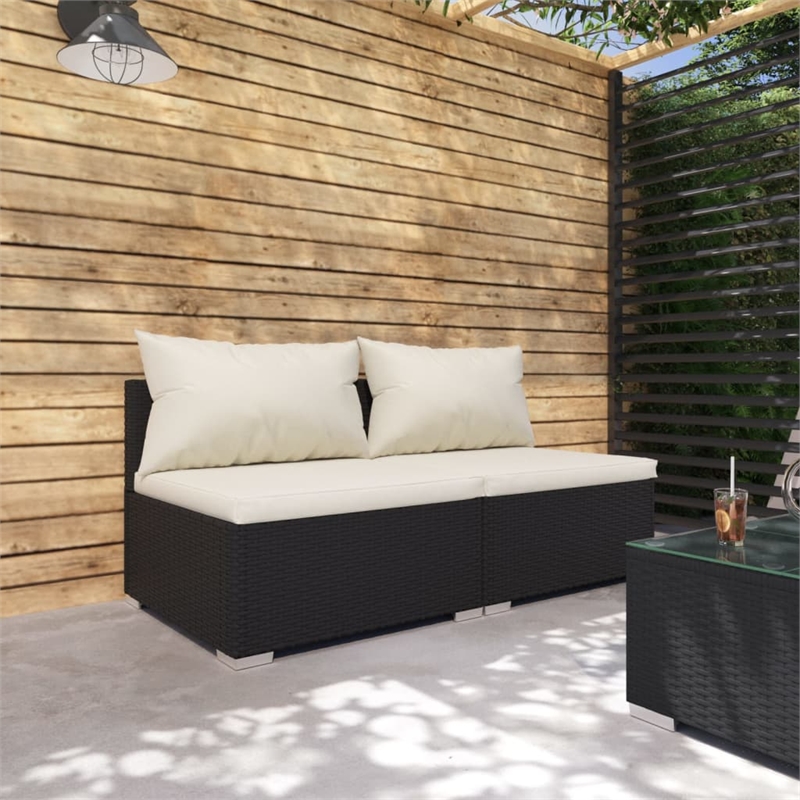 Afuera Living 2 Piece Small Garden Lounge Set in Black/Cream