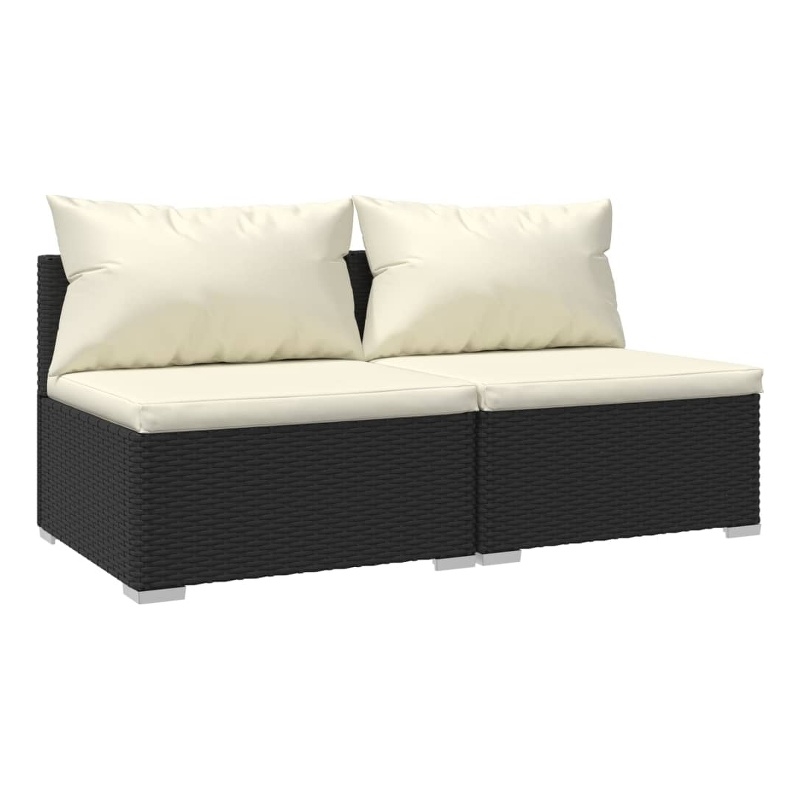 Afuera Living 2 Piece Small Garden Lounge Set in Black/Cream