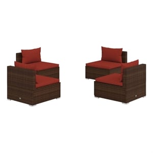 Afuera Living Contemporary 4 Piece Steel Garden Lounge Set in Brown