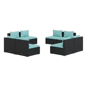 Afuera Living Contemporary 8 Piece Steel Garden Lounge Set in Black
