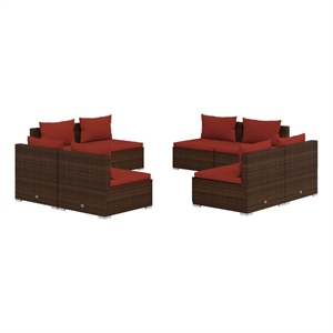 Afuera Living Contemporary 8 Piece Steel Garden Lounge Set in Brown