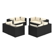 Afuera Living 8 Piece Poly Rattan Garden Lounge Set in Black/Cream