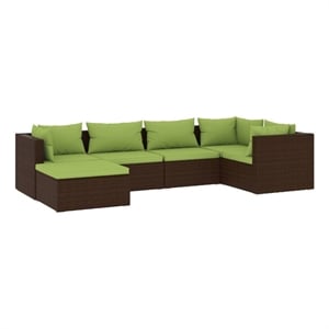Afuera Living Contemporary 6 Piece Garden Lounge Set in Green/Brown