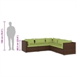 Afuera Living 5 Piece Steel Small Garden Lounge Set in Green/Brown