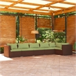 Afuera Living 6 Piece Poly Rattan Garden Lounge Set in Green/Brown