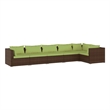 Afuera Living 6 Piece Poly Rattan Garden Lounge Set in Green/Brown