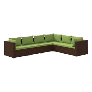 Afuera Living Contemporary 6 Piece Garden Lounge Set in Green/Brown