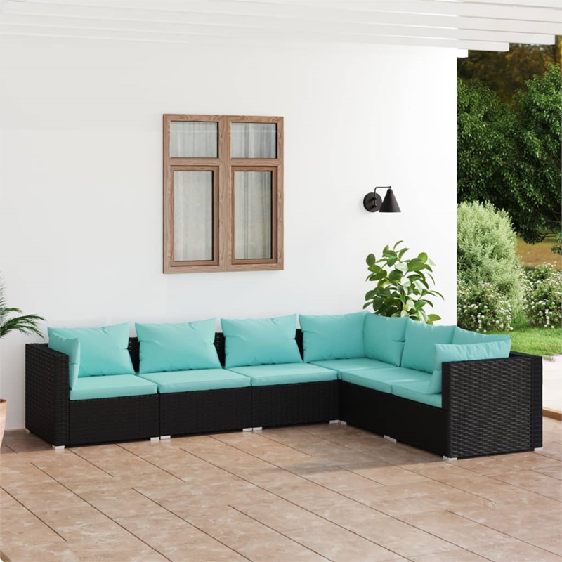 Afuera Living Contemporary 6 Piece Steel Garden Lounge Set in Black