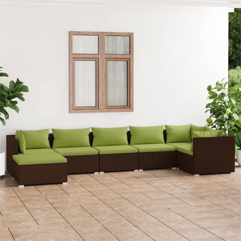 Afuera Living 7 Piece Steel Garden Lounge Set in Green/Brown