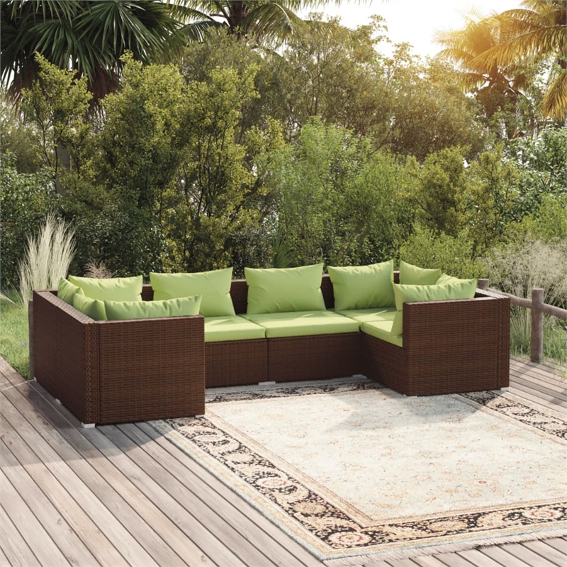 Afuera Living 6 Piece Steel Garden Lounge Set in Green/Brown